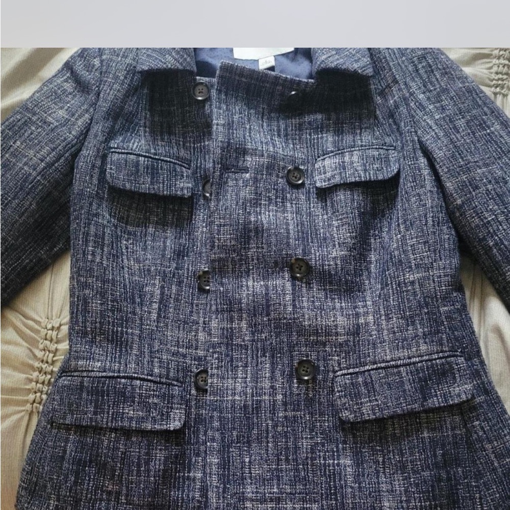 Stylish Blue Tweed Coat Banana Republic Size 2